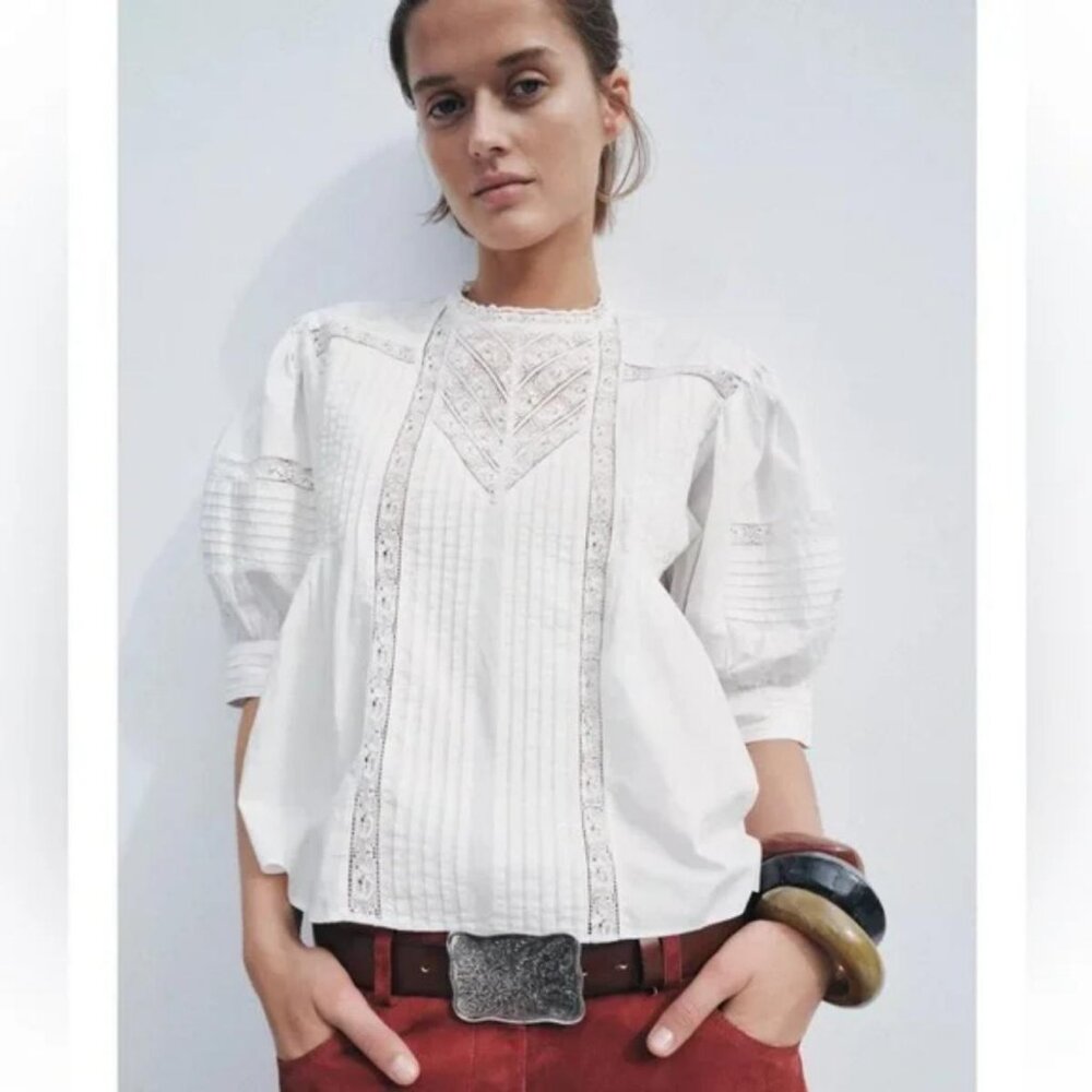 ZARA ZW COLLECTION LACE BLOUSE - Picture 2 of 6